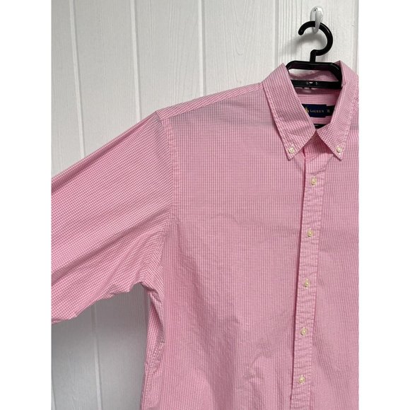 Ralph Lauren Men's Light Pink Checked Collared Button Up Dress Shirt Size XL - Picture 11 of 11